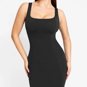 Popilush Shapewear Sleeveless Square Neck Sculpting Midi Work Dress